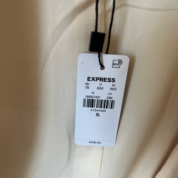 NWT Express Fringe Tweed Novelty Button Cropped Jacket Blazer, Beige / Pink, XL - Picture 6 of 9